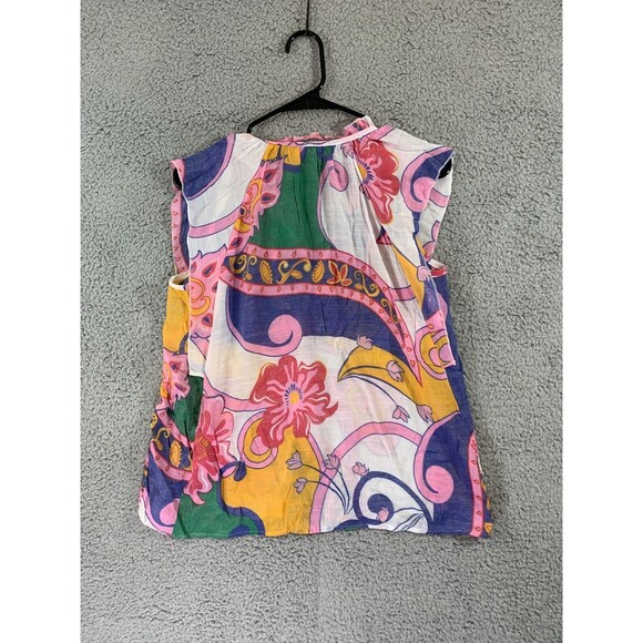 HARVE BENARD MULTICOLOR FLORAL PRINT RUFFLED LIGHTWEIGHT COTTON TOP Medium (M) - Picture 2 of 10